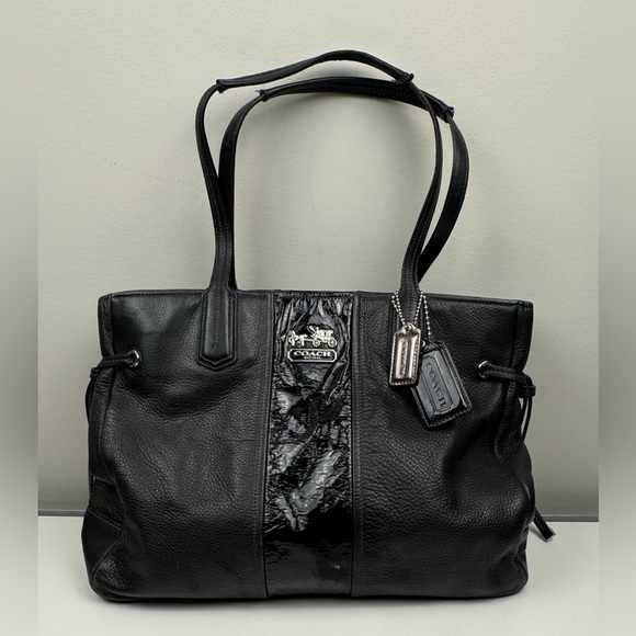 Coach Handbags - Coach Chelsea Leather Stripe Charlie Tote Bag